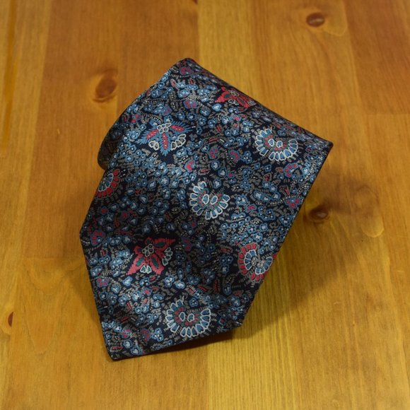 $450 BRIONI Rare Handmade Satin paisley Navy Blue Silk Tie / Pocket Square Set - Picture 14 of 16